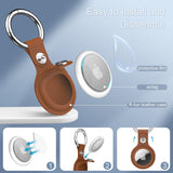 Suport Techsuit Secure Leather (SLH1), Apple AirTag Case, with Metal Ring, Albastru
