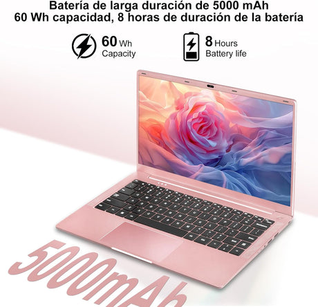 Ruzava Laptop, 8GB RAM 256GB SSD Support 1TB Expand, Celeron N5095 (up to 2.9Ghz) Win 11 5G WiFi Metal Enclosure Webcam Cover, Wireless Mouse, Keyboard Film-Gold