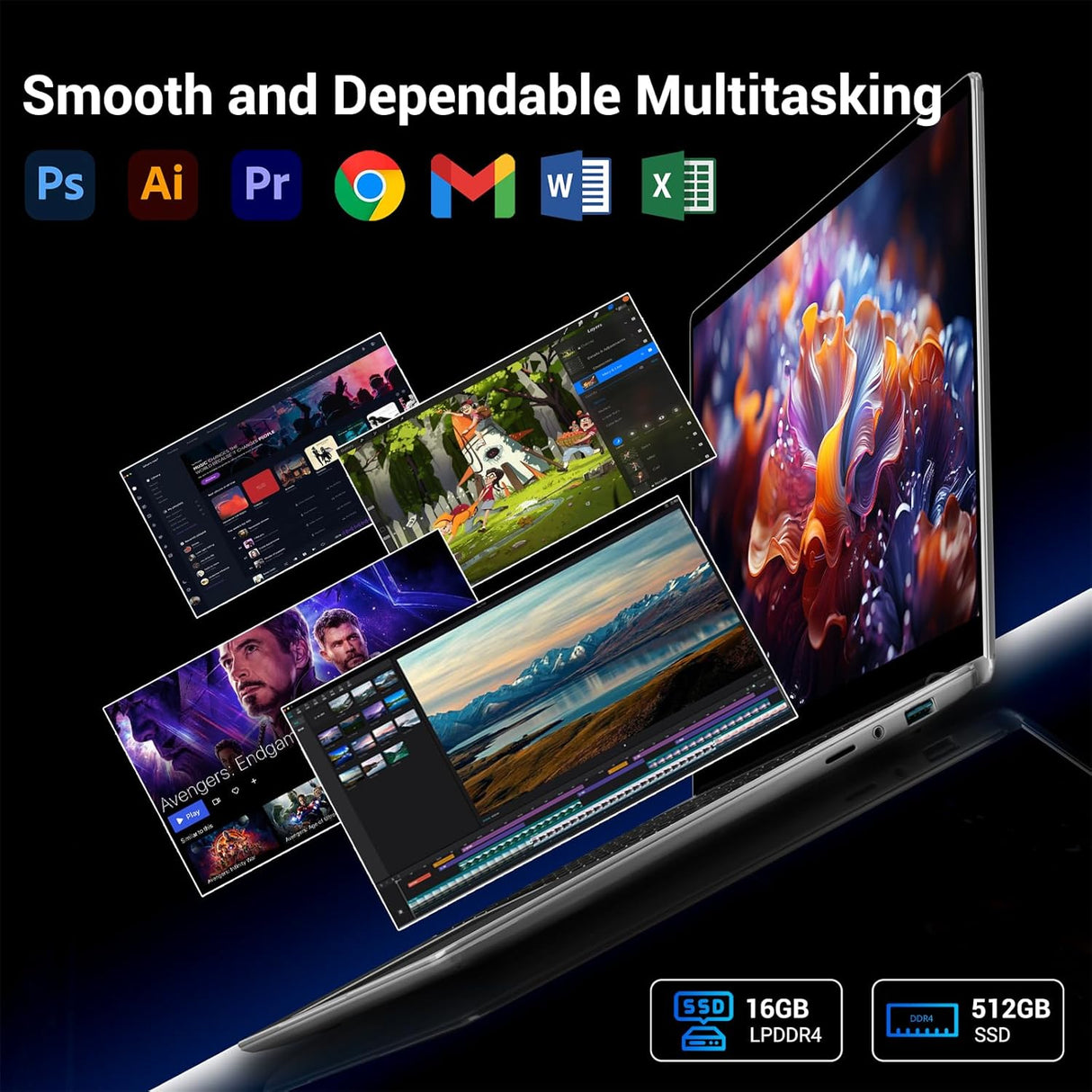 Notebook SADSYMB ‎XU-133E, 16GB, 512GB, 15.6 Inch display, N95 CPU (3.4GHz)