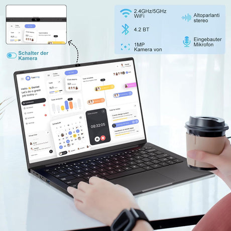 Ruzava Laptop, 8GB RAM 256GB SSD Support 1TB Expand, Celeron N5095 (up to 2.9Ghz) Win 11 5G WiFi Metal Enclosure Webcam Cover, Wireless Mouse, Keyboard Film-Gold