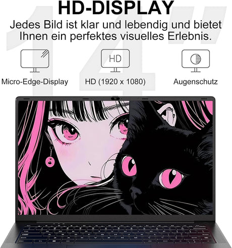 Ruzava Laptop, 8GB RAM 256GB SSD Support 1TB Expand, Celeron N5095 (up to 2.9Ghz) Win 11 5G WiFi Metal Enclosure Webcam Cover, Wireless Mouse, Keyboard Film-Gold