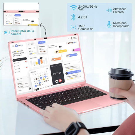 Ruzava Laptop, 8GB RAM 256GB SSD Support 1TB Expand, Celeron N5095 (up to 2.9Ghz) Win 11 5G WiFi Metal Enclosure Webcam Cover, Wireless Mouse, Keyboard Film-Gold