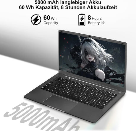 Ruzava Laptop, 8GB RAM 256GB SSD Support 1TB Expand, Celeron N5095 (up to 2.9Ghz) Win 11 5G WiFi Metal Enclosure Webcam Cover, Wireless Mouse, Keyboard Film-Gold