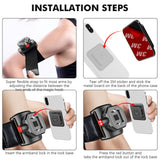 Techsuit Sports Armband with Phone Locker (TSA1), Velcro Mounting Strap, Quick Button Release, 3M Glue, max 6.8", Negru
