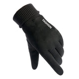 Techsuit Touchscreen Gloves Suede (ST0010), PU Leather, Plush Interior, Negru