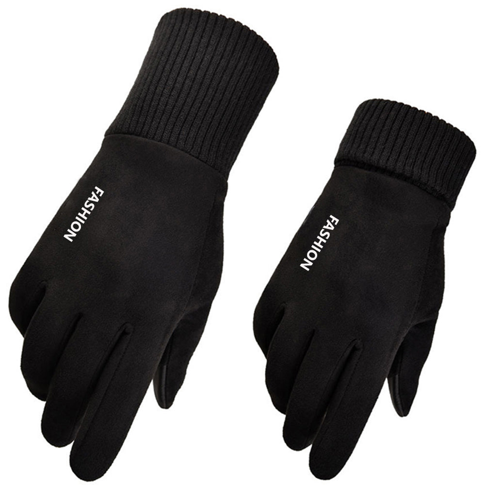 Techsuit Touchscreen Gloves Suede (ST0010), PU Leather, Plush Interior, Negru
