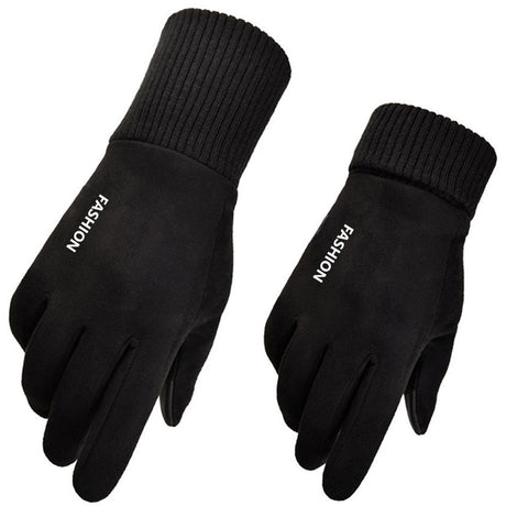 Techsuit Touchscreen Gloves Suede (ST0010), PU Leather, Plush Interior, Negru