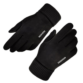 Techsuit Touchscreen Gloves Suede (ST0010), PU Leather, Plush Interior, Negru