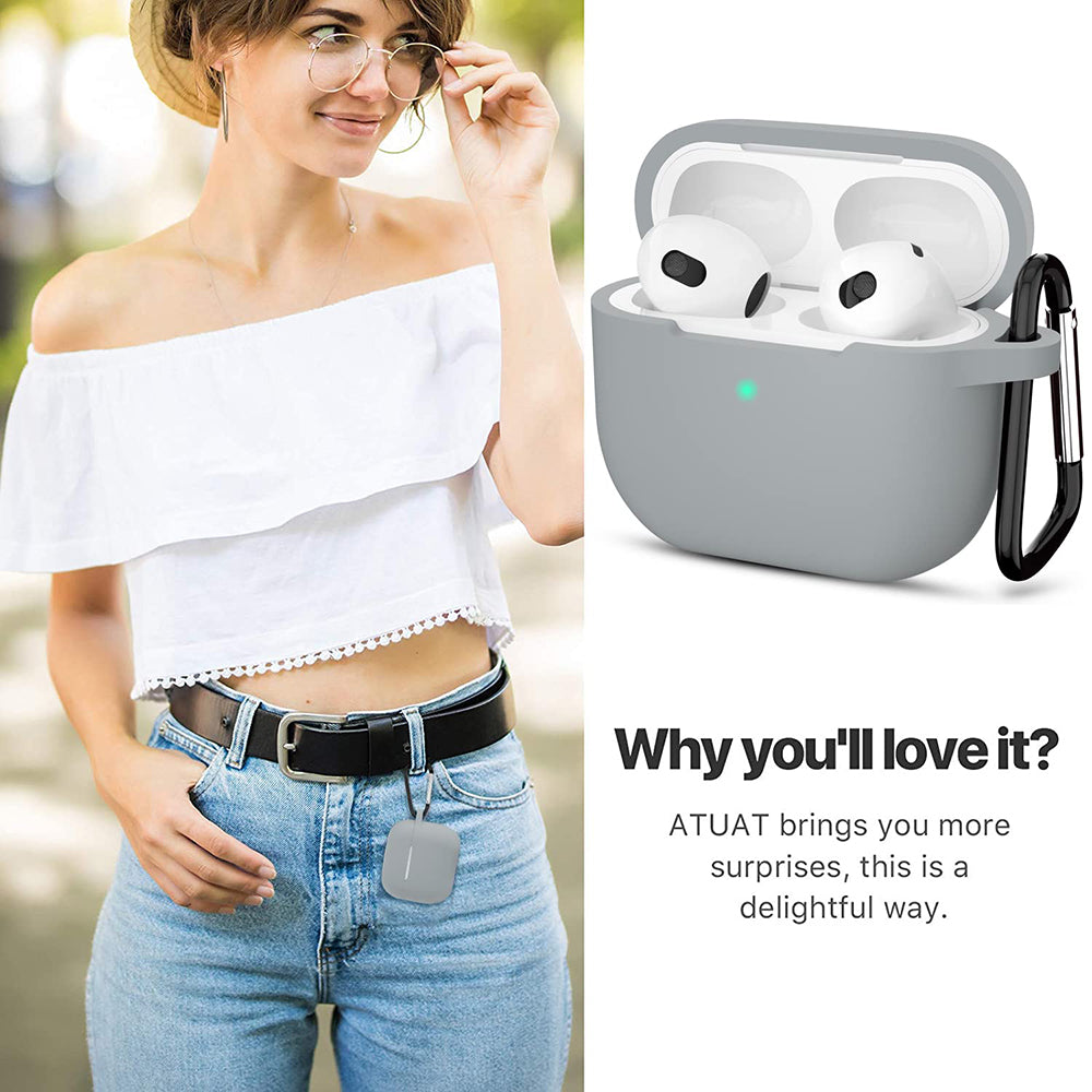 Casti Techsuit Silicone Case, for Apple AirPods 3, Smooth Ultrathin Material, Gri