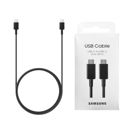 Cablu Samsung Original (EP-DX510JBEGEU), Type-C to Type-C Fast Charging 5A, 1.8m, Alb (Blister Packing)