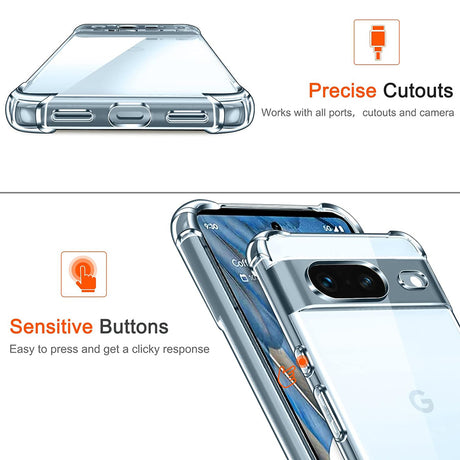 Husa de protectie Techsuit Shockproof Clear Silicone compatibil cu Google Pixel 8a, Transparent