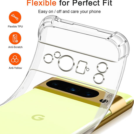 Husa de protectie Techsuit Shockproof Clear Silicone compatibil cu Google Pixel 8 Pro, Transparent