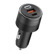 Incarcator Ringke Car, USB, 2x Type-C, PD30W, QC3.0, with Ambiental Light, Negru