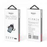 Adaptor Yesido OTG Adapter (GS15), USB to Lightning, Micro-USB, Type-C, Plug & Play, 480Mbps, Negru
