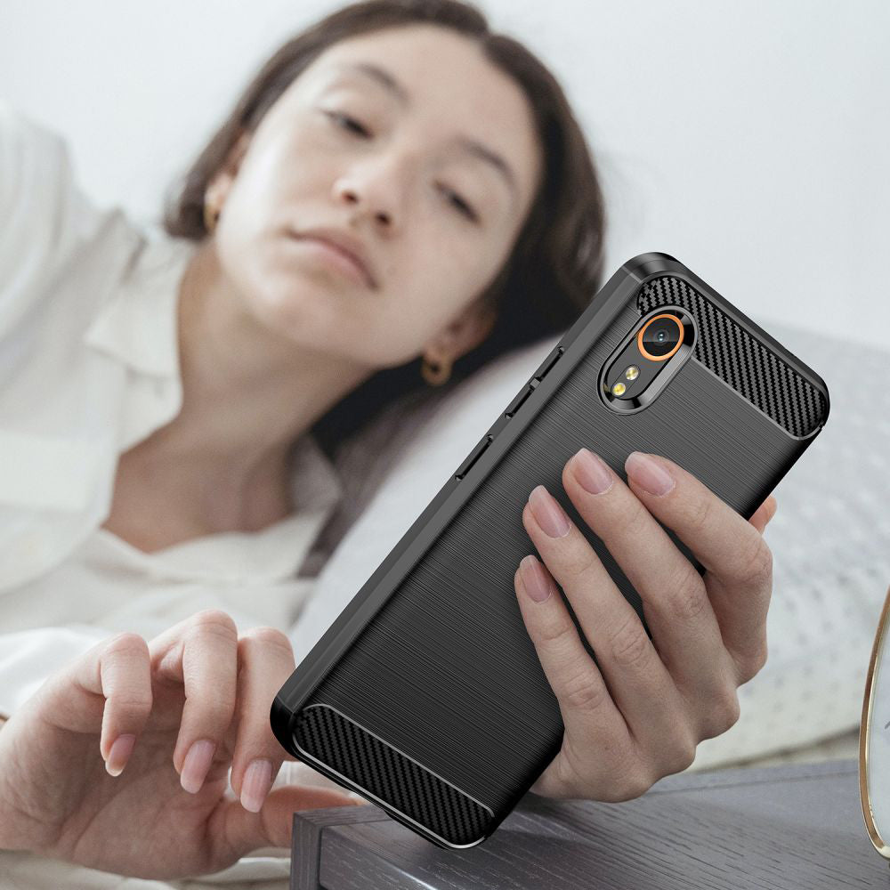 Husa de protectie Techsuit Carbon Silicone compatibil cu Samsung Galaxy Xcover7, Negru
