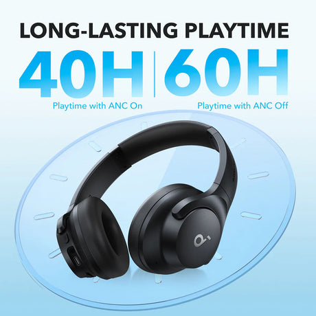 Casti Anker Wireless Life Q20i (A3004G11), Bluetooth, Hybrid Active Noise Cancelling, Dual-Connections, Negru