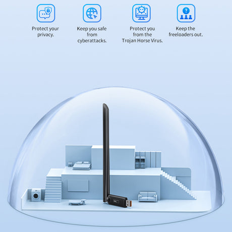 Adaptor Baseus Router Wi-Fi FastJoy BS-OH173 (B01317600111-02), Adapter, 650Mbps, 2.4G/5GHz USB Network, Negru