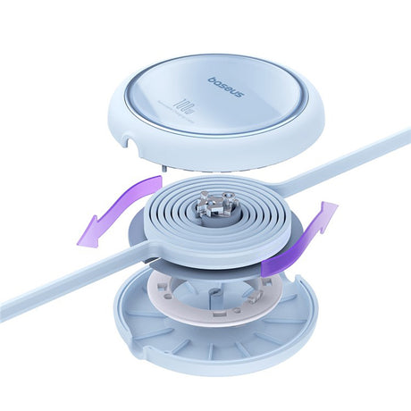 Cablu Baseus Free2Draw Mini (P10364500311-00), Type-C to Type-C, 100W, 1m, Retractable, Galaxy Blue