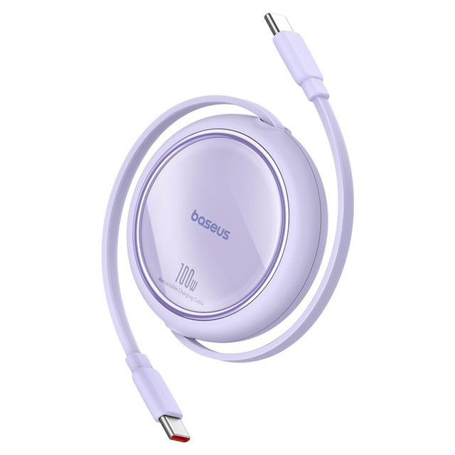 Cablu Baseus Free2Draw Mini (P10364500511-00), Type-C to Type-C, 100W, 1m, Retractable, Nebula Purple