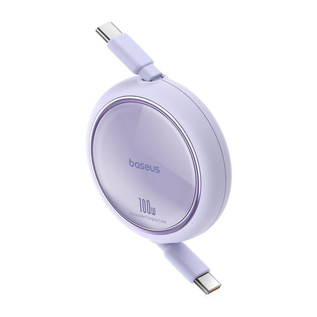 Cablu Baseus Free2Draw Mini (P10364500511-00), Type-C to Type-C, 100W, 1m, Retractable, Nebula Purple