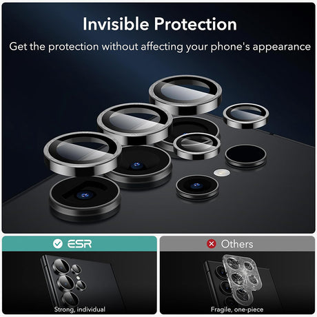 Folie de protectie ESR Lens Tempered Glass (set de 2) compatibil cu Samsung Galaxy S24 Ultra, Negru