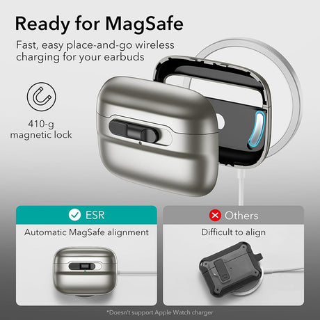 Casti ESR Pulse Magnetic HaloLock, Apple AirPods Pro 1 / 2, Titanium