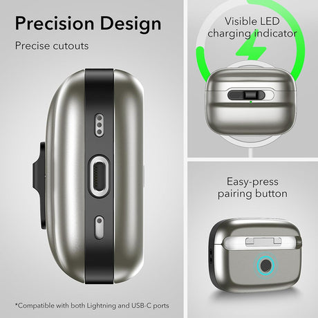 Casti ESR Pulse Magnetic HaloLock, Apple AirPods Pro 1 / 2, Titanium