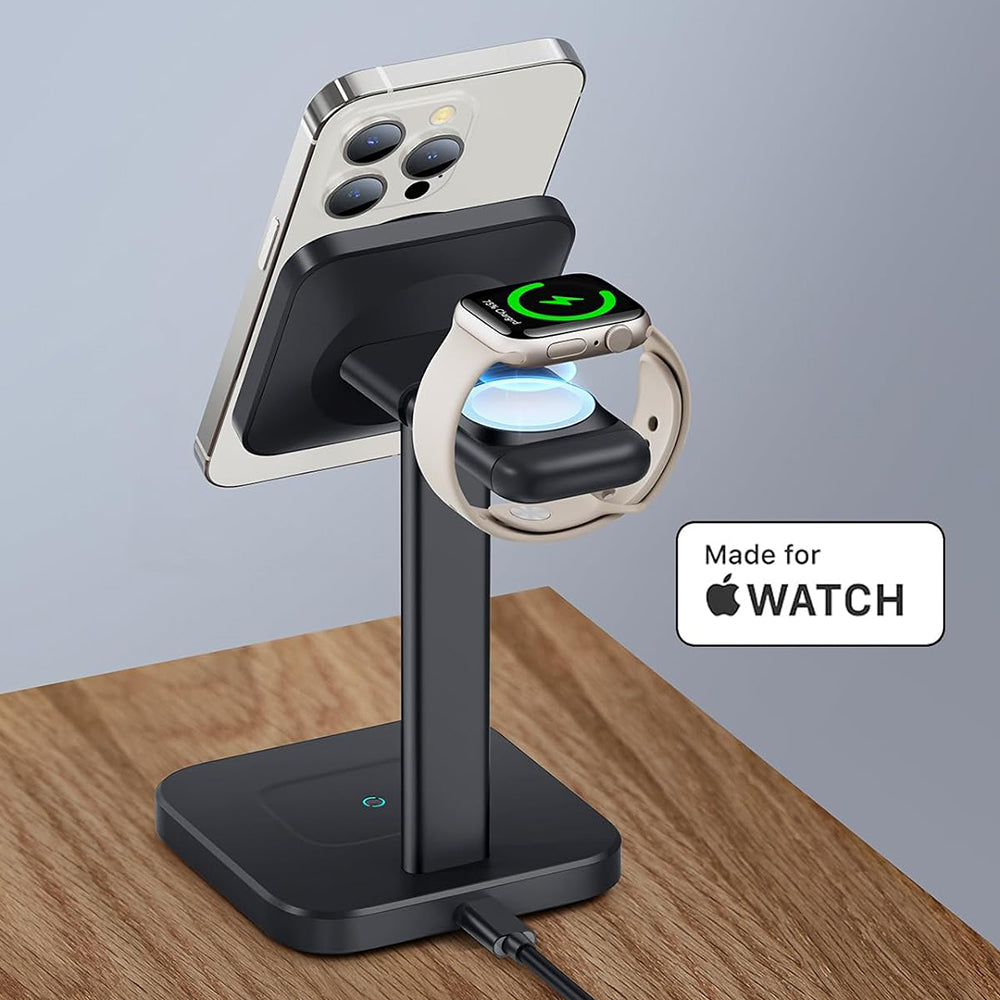 Incarcator ESR Charging Station 3in1 HaloLock, for iPhone MagSafe, AirPods Pro and Apple Watch, with Detachable Watch Charger, Negru