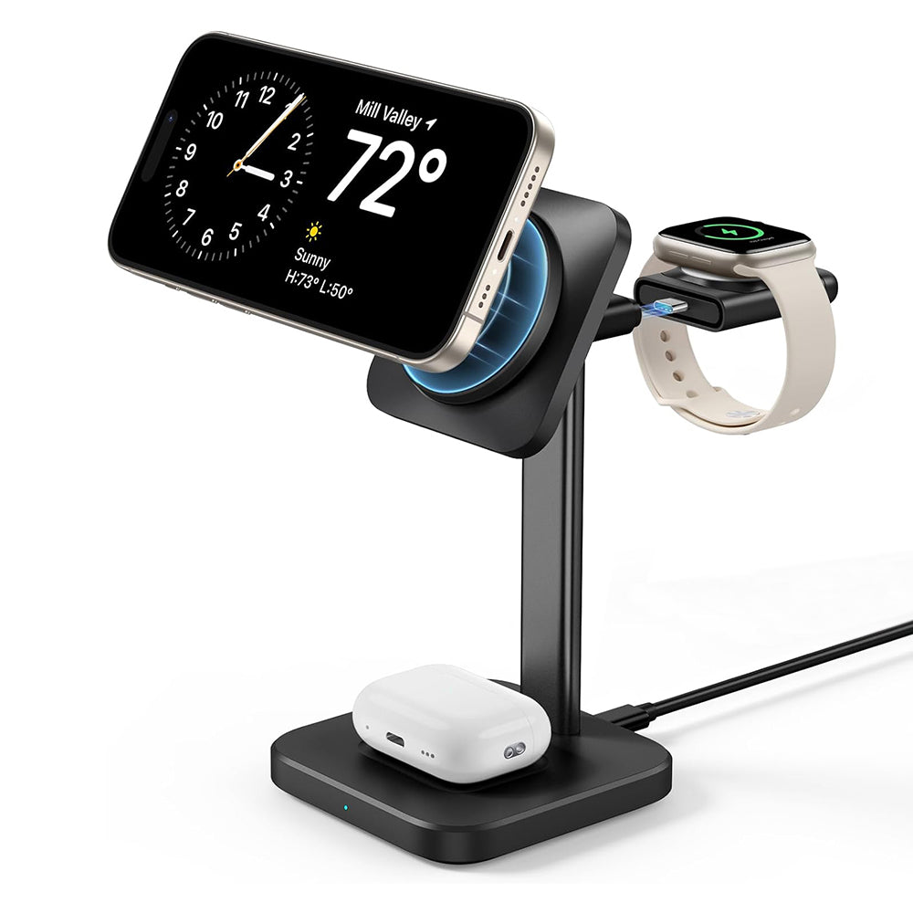 Incarcator ESR Charging Station 3in1 HaloLock, for iPhone MagSafe, AirPods Pro and Apple Watch, with Detachable Watch Charger, Negru
