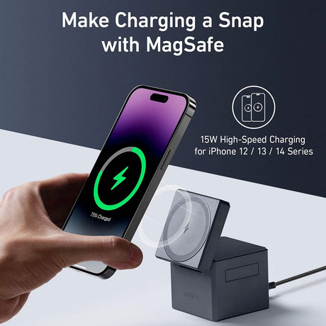 Incarcator Anker Charging Station Cube MagSafe (Y1811G11), for Phone, Apple Watch, AirPods, 15W, Negru