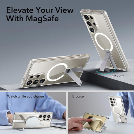 Husa de protectie ESR Boost Flickstand HaloLock compatibil cu Samsung Galaxy S24 Ultra, Transparent