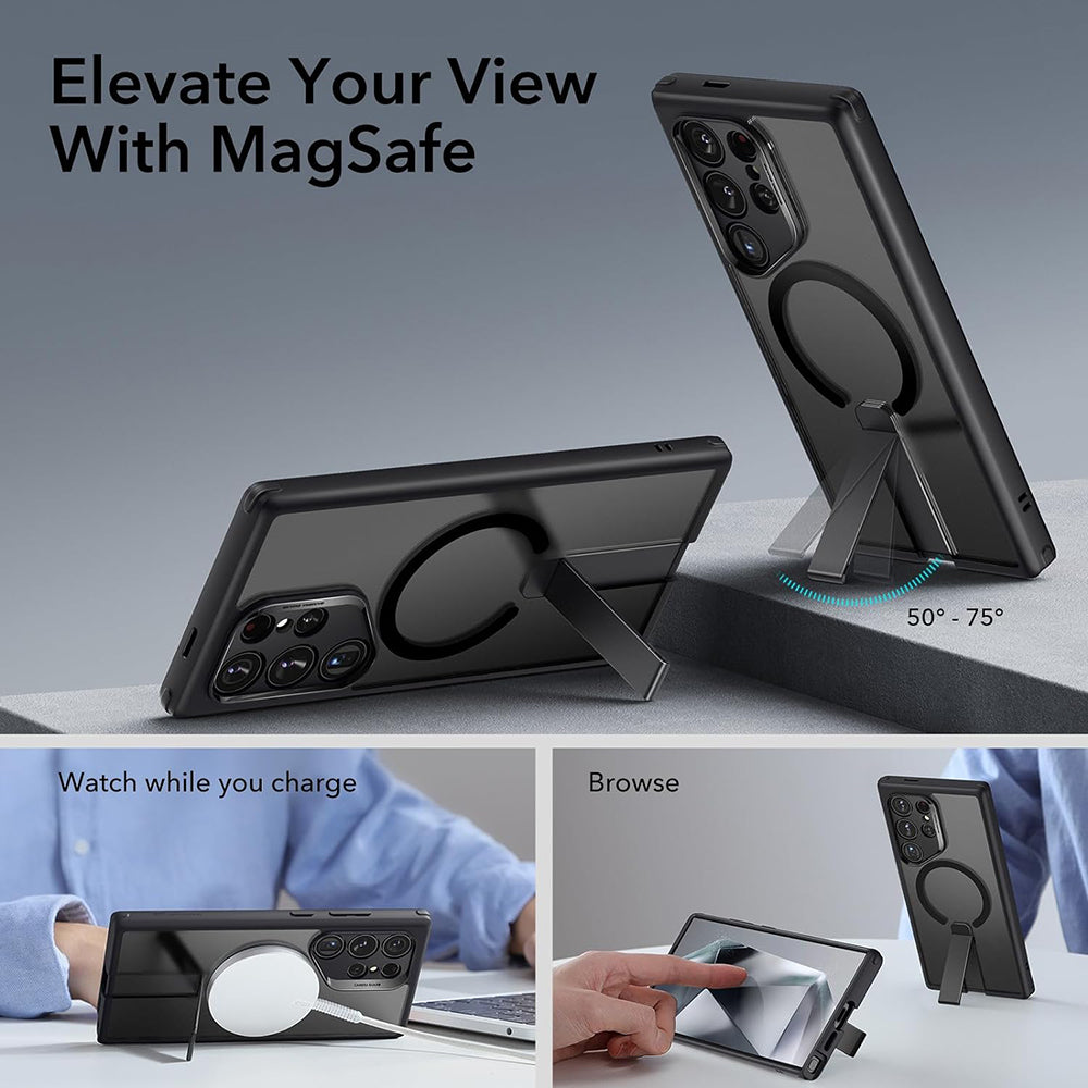 ESR Husa de protectie ESR Boost Flickstand HaloLock compatibil cu Samsung Galaxy S24 Ultra, Negru Mat – imagine 6