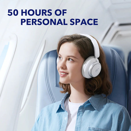 Casti Anker Wireless Space Q45 (A3040G21), Bluetooth 5.3, Noise Cancelling, USB-C, Alb