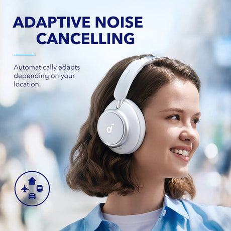 Casti Anker Wireless Space Q45 (A3040G21), Bluetooth 5.3, Noise Cancelling, USB-C, Alb