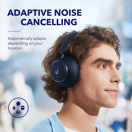 Casti Anker Wireless Space Q45 (A3040G31), Bluetooth 5.3, Noise Cancelling, USB-C, Albastru
