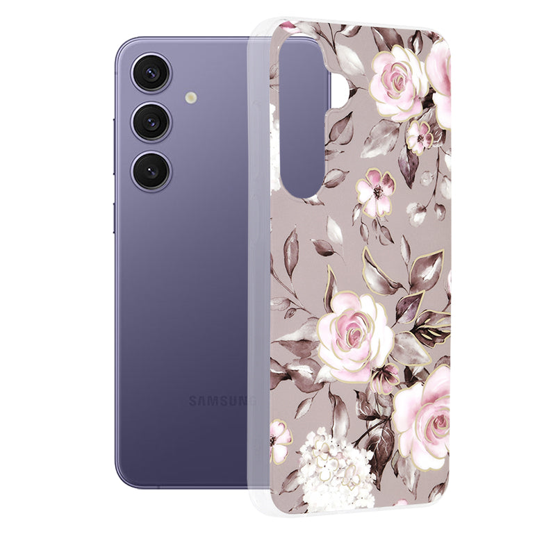 Husa de protectie Techsuit Marble Series compatibil cu Samsung Galaxy S24 Plus, Bloom of Ruth Gray