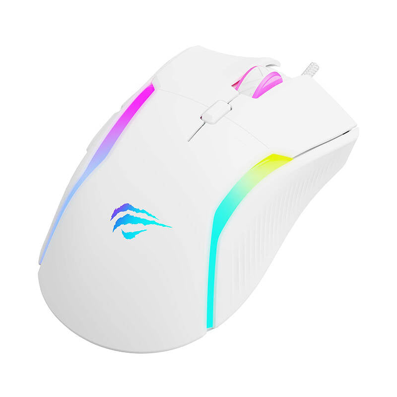 Tastatura/Mouse Havit Gaming Mouse (MS1033), RGB Lights, 800-8000DPI, 9 Buttons, Alb