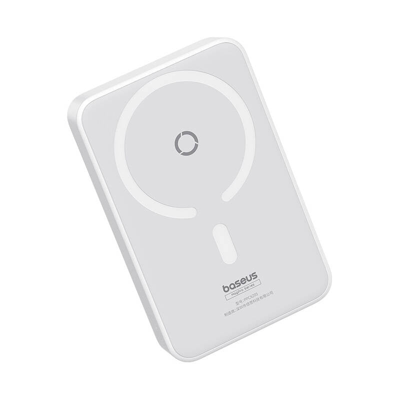 Baterie externa Baseus MagPro Magnetic PPCXZ05 (P10064101223-00), USB-C, 5000mAh, 20W, MagSafe, Cable Type-C, 3A, 30cm, Alb