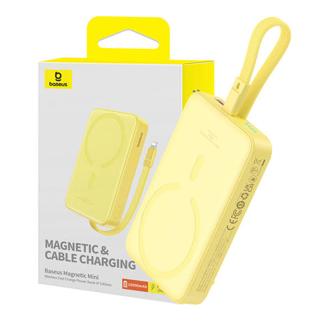 Baterie externa Baseus Magnetic Mini (P10022109Y23-00), MagSafe, USB-C, 10000mAh, 20W, Galben