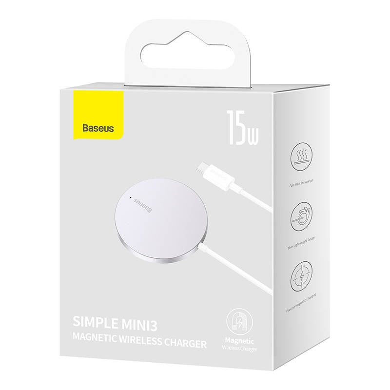 Incarcator Baseus Magnetic Wireless Mini 3 (CCJJ040012), Type-C, 15W, 2A, 115-205 kHz, Argintiu