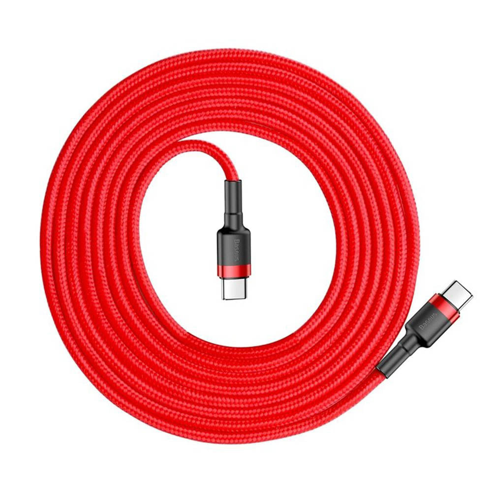Cablu Baseus Cafule (CATKLF-H09), Type-C to Type-C, 60W, 3A, 2m, Rosu / Black