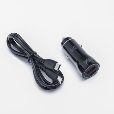 BLUE STAR încărcător auto 3A 25W Type C + USB A + cablu Type C la Type C PD QC3.0 AFC PPS negru