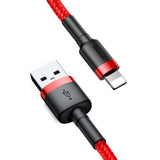 Cablu Baseus Cafule (CALKLF-A09), USB to Lightning, Fast Charging, Q.C.3.0, 2.4A, 0.5m, Rosu