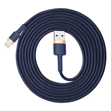 Cablu Baseus Cafule (CALKLF-CV3), USB to Lightning, QC3.0, 1.5A, 2m, Albastru / Gold