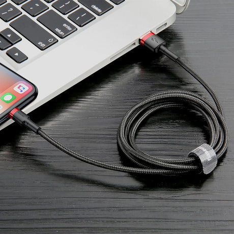 Cablu Baseus Cafule (CALKLF-R91), USB to Lightning, QC3.0, 2A, 3m, Negru / Red