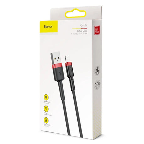 Cablu Baseus Cafule (CALKLF-R91), USB to Lightning, QC3.0, 2A, 3m, Negru / Red