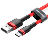 Cablu Baseus Cafule (CATKLF-B09), USB to Type-C, Fast Charge, QC3.0, 3A, 1m, Rosu