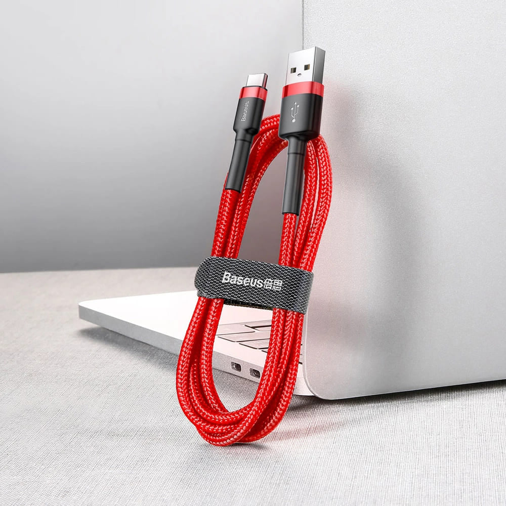 Cablu Baseus Cafule (CATKLF-B09), USB to Type-C, Fast Charge, QC3.0, 3A, 1m, Rosu