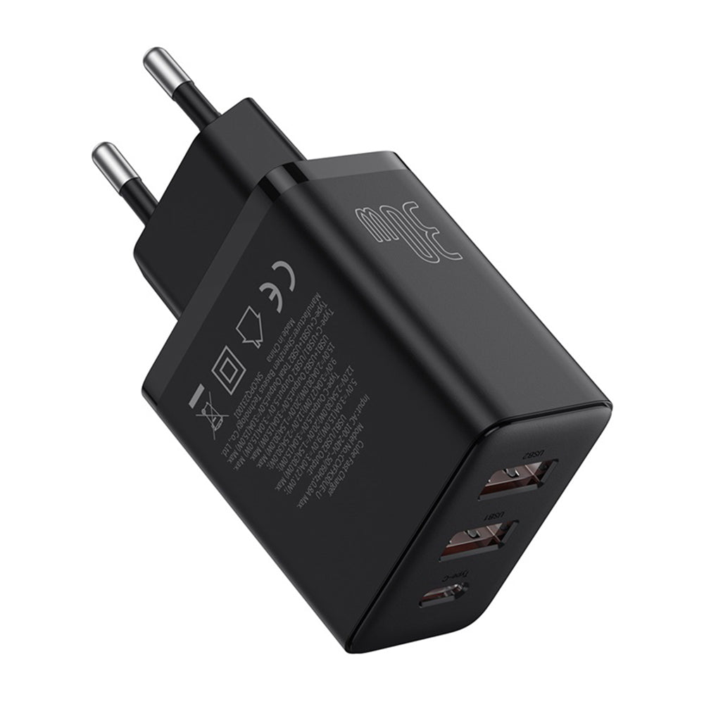 Incarcator Baseus (P10111402113-00), GaN, 2x USB, Type-C, Fast Charging, 30W, Cluster Black