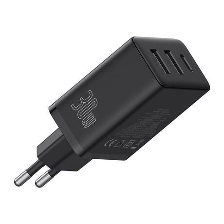 Incarcator Baseus (P10111402113-00), GaN, 2x USB, Type-C, Fast Charging, 30W, Cluster Black